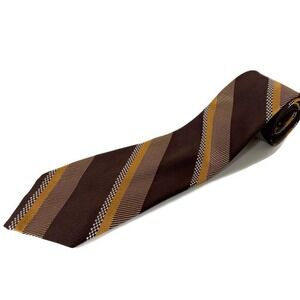 NWT Vtg 70s Carson Pirie Scott Silk Neck Tie 53" Brown Stripe 60s DEADSTOCK